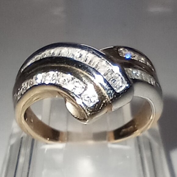 10Kt Two-Tone Gold 1/2-Carat Diamond Ribbon Ring - Picture 2 of 5